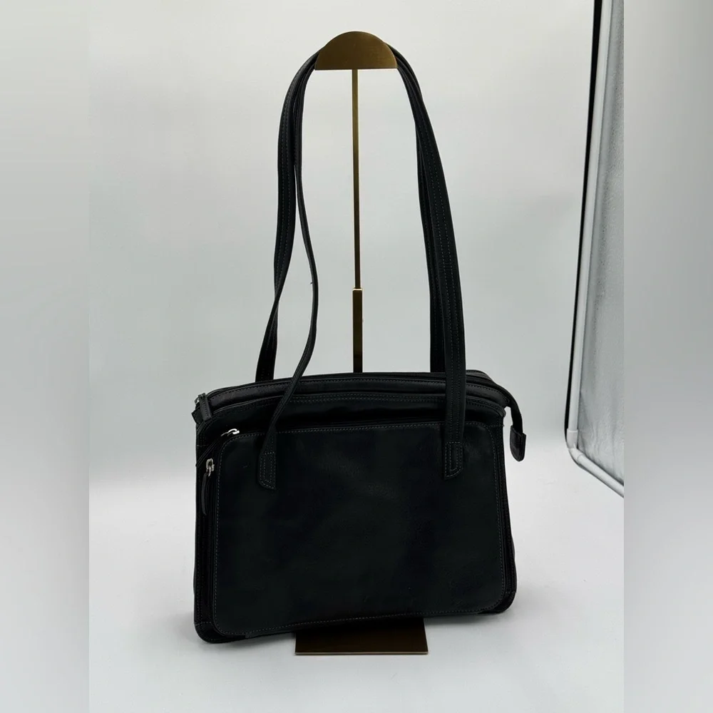 Leather Briefcase Laptop Shoulder Bag Purse Black